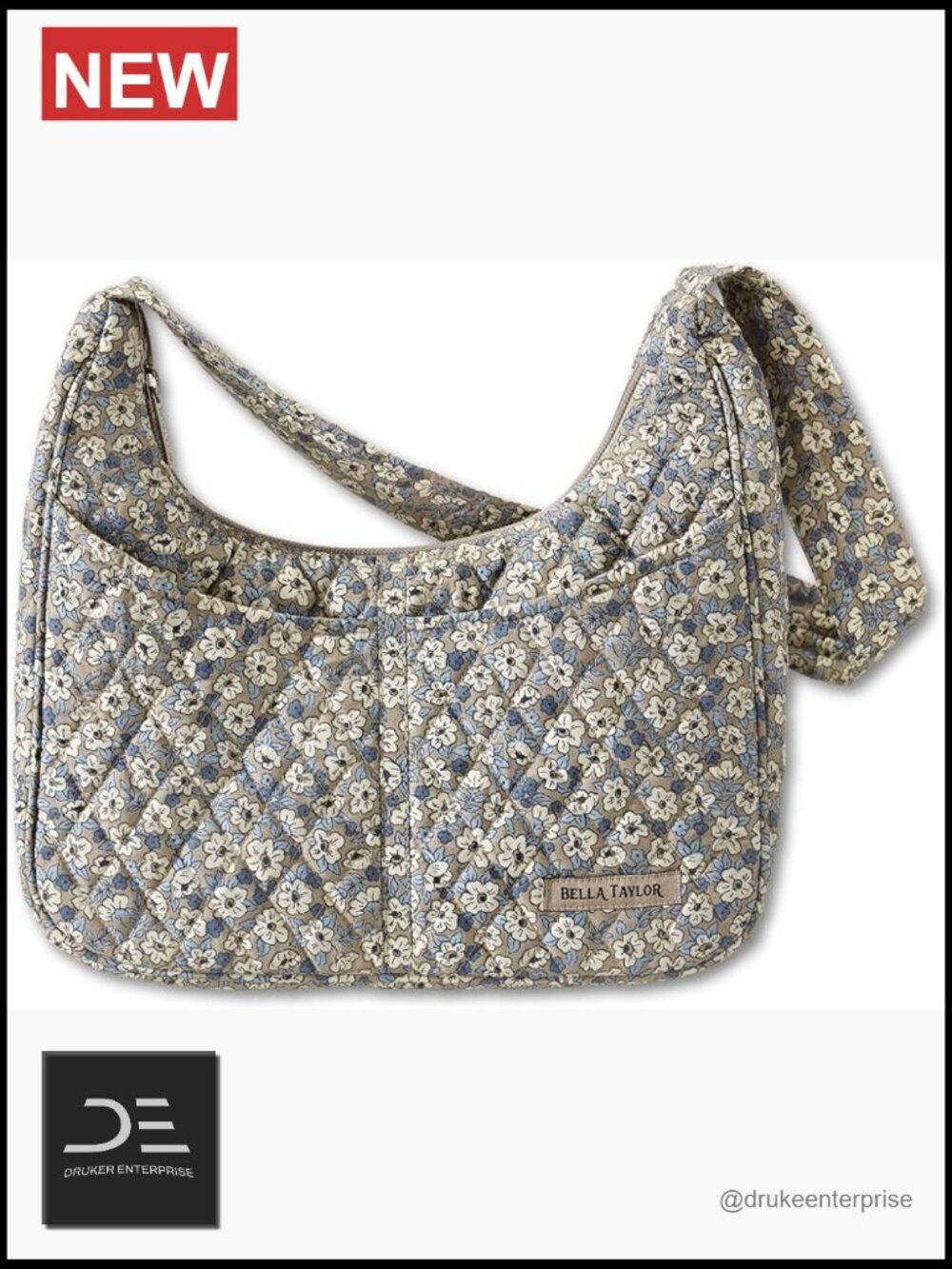 Lightweight Quilted Hobo Shoulder Bag with Pockets